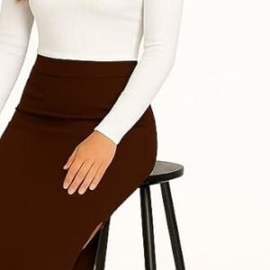Women's Elastic Waist Pencil Bodycon Midi Skirt - Women's Imported Stretchable Skirt Elastic Waist Stretch Bodycon with Calf Length - Image 4