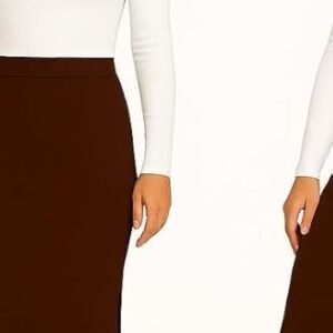 Women's Elastic Waist Pencil Bodycon Midi Skirt - Women's Imported Stretchable Skirt Elastic Waist Stretch Bodycon with Calf Length - Image 5