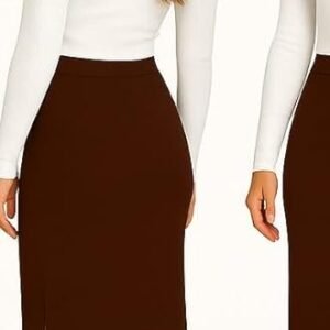 Women's Elastic Waist Pencil Bodycon Midi Skirt - Women's Imported Stretchable Skirt Elastic Waist Stretch Bodycon with Calf Length - Image 6