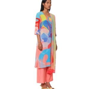 Peach Medium Crepe Printed Kurta Bottom Set for Women - Image 5