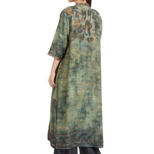 Green Cyan Banarasi Kurta Bottom Set - Image 3