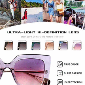 Karsaer Sunglasses Womens Trendy, Oversized Square Shades, Pearl Inlay Cat Eye Frame UV400 Protection E1051 - Image 2
