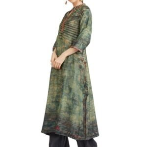 Green Cyan Banarasi Kurta Bottom Set - Image 5