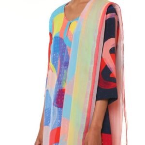 Peach Medium Crepe Printed Kurta Bottom Set for Women - Image 3