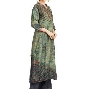 Green Cyan Banarasi Kurta Bottom Set - Image 4