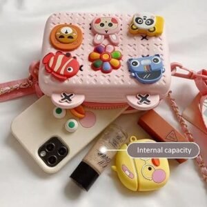 Farraige Cartoon Soft Silicone Bag Crossbody Shoulder Bag Purse Waterproof Anti Fall Stationery Storage Bag Handbag Sweet Birthday Gift For Children Students Girls - Image 6