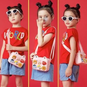 Farraige Cartoon Soft Silicone Bag Crossbody Shoulder Bag Purse Waterproof Anti Fall Stationery Storage Bag Handbag Sweet Birthday Gift For Children Students Girls - Image 5