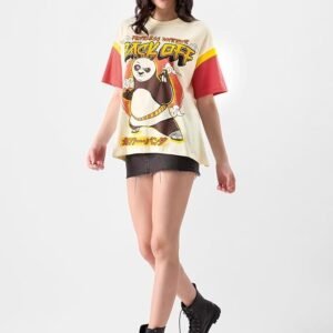 Back Off Womens Oversized Fit Graphic Printed Half Sleeve Cotton Multicolored - Image 5