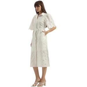 UNITED COLORS OF BENETTON Spread Collar Schiffli Embroidered Shirt Dress - Image 5