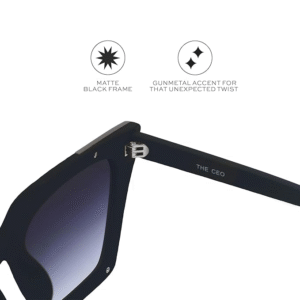 Topfoxx The CEO - Faded Black Trendy Hybrid Cat Eye Sunglasses for Women - Image 5