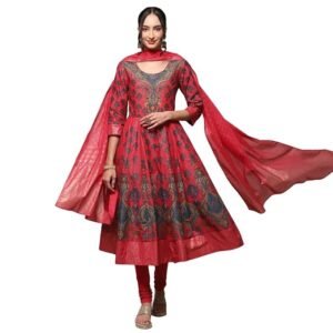 BIBA Women Cotton Anarkali Kurta Churidar Suit Set - Image 1