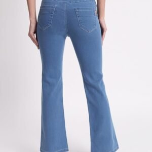 AngelFab Denim Boot Cut Fit Stretchable High Waist Elastic Closer Solid Jeggings for Women - Image 4