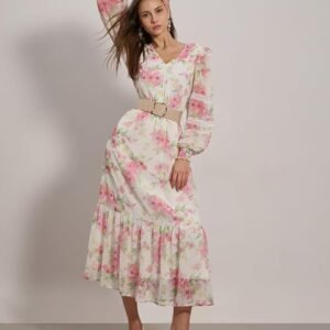 ERO MODA Women's Polyester Fit and Flare Maxi Dress - Image 7