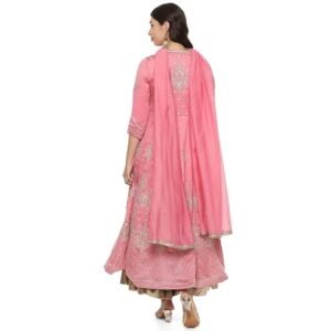 BIBA Women Cotton Blend Anarkali Embroidered Kurta Suit Set - Image 5