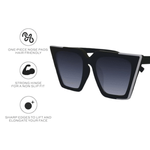 Topfoxx The CEO - Faded Black Trendy Hybrid Cat Eye Sunglasses for Women - Image 6