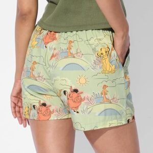 Hakuna Matata Women and Girls Pull On Green All Over Printed Regular Fit Cotton Boxer Shorts - Image 3