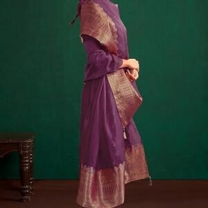 Janasya Women's Organza Jacquard Straight Kurta Set - Image 3