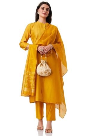 Women's Embroidered Kurta Pant Set with Dupatta