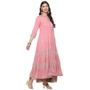 BIBA Women Cotton Blend Anarkali Embroidered Kurta Suit Set - Image 6
