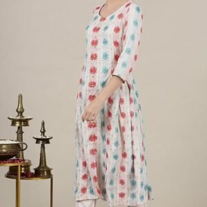 Aurelia Women’s Abstract Printed Flared Kurta Set with Trouser and Dupatta for Women - Image 5