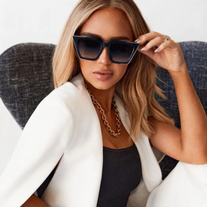 Topfoxx The CEO - Faded Black Trendy Hybrid Cat Eye Sunglasses for Women - Image 3