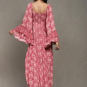 Ritu Kumar Pink Block Print Long Dress - Image 3