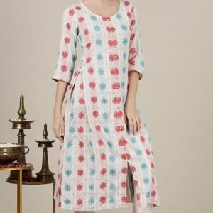 Aurelia Women’s Abstract Printed Flared Kurta Set with Trouser and Dupatta for Women - Image 3