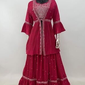 Ethnik Elegant Pink Embroidered Lehenga Choli Set - Image 3