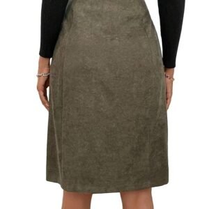 Women's High Waist Button Front Corduroy Midi Skirt Casual Skirts - Image 6