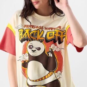 Back Off Womens Oversized Fit Graphic Printed Half Sleeve Cotton Multicolored - Image 2