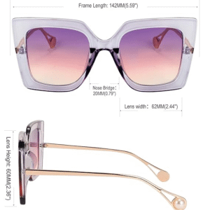 Karsaer Sunglasses Womens Trendy, Oversized Square Shades, Pearl Inlay Cat Eye Frame UV400 Protection E1051 - Image 3