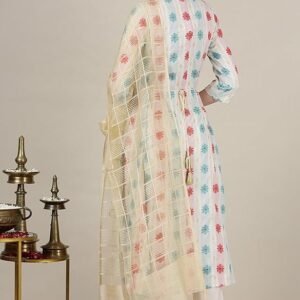 Aurelia Women’s Abstract Printed Flared Kurta Set with Trouser and Dupatta for Women - Image 4
