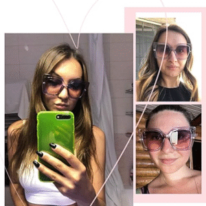 Karsaer Sunglasses Womens Trendy, Oversized Square Shades, Pearl Inlay Cat Eye Frame UV400 Protection E1051 - Image 4