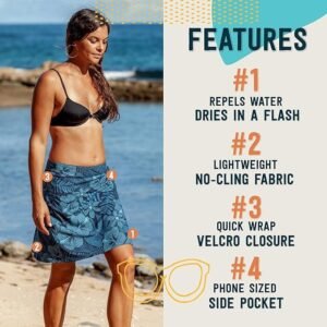 Hawaii Length 2 - Wrap Skirt for Women - Quick Dry Swim Cover-Up for Beach, Travel with Pocket, Maui Moonlight - Image 4