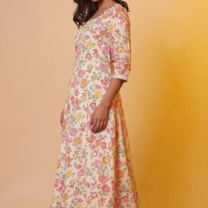 Aurelia Women White Floral Print Viscose Kurta Set with Trousers & Dupatta - Image 3