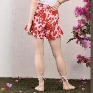 Women Floral Printed High-Rise Waist Tie-Up Ruffled Wrap Mini Skirts - Image 5