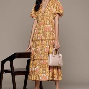 Kumar Yellow Paisley Print Long Dress - Image 4