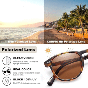 CARFIA Retro Polarized Sunglasses for Women Small and Medium Face UV Protection, Handcrafted Acetate Frame Sunnies - Image 2