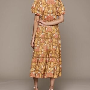 Kumar Yellow Paisley Print Long Dress - Image 5