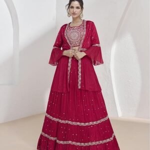 Ethnik Elegant Pink Embroidered Lehenga Choli Set - Image 7
