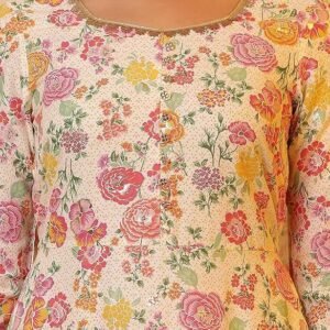 Aurelia Women White Floral Print Viscose Kurta Set with Trousers & Dupatta - Image 6