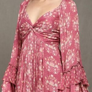 Ritu Kumar Pink Block Print Long Dress - Image 2